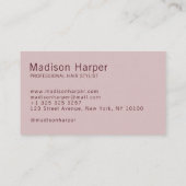 Carte De Visite Hair stylist modern monogram initials pink red (Dos)