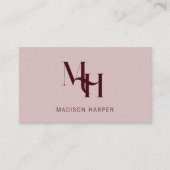 Carte De Visite Hair stylist modern monogram initials pink red (Devant)