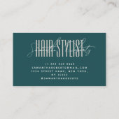 Carte De Visite Hair stylist modern typography script green (Dos)
