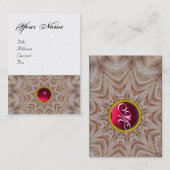 Carte De Visite HAIR STYLIST monogramme, rouge rose rubis, perle b (Devant / Derrière)