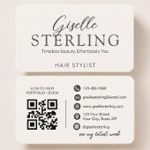 Carte De Visite Hair Stylist Neutral QR Code