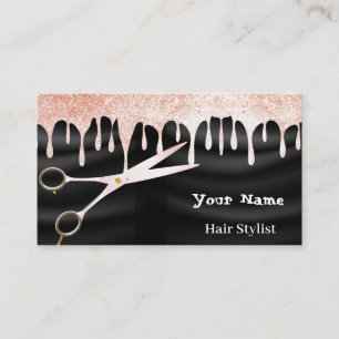 Carte De Visite Hair Stylist or rose Beauty Salon Toit noir