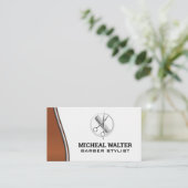 Carte De Visite Hair Stylist Outils et logo beauté (Debout devant)