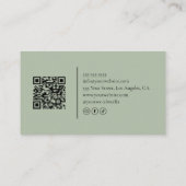 Carte De Visite Hair Stylist Salon Sage Green QR Code (Dos)