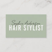 Carte De Visite Hair Stylist Salon Sage Green QR Code (Devant)