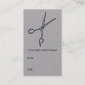 Carte De Visite Hair Stylist Scissors Salon APPOINTMENT REMINDER (Dos)