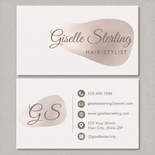 Carte De Visite Hair Styliste Rose Gold Foil Abstrait Blush Beauté