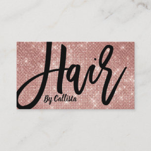 Carte De Visite Hair Styliste Rose Parties scintillant Or Typograp