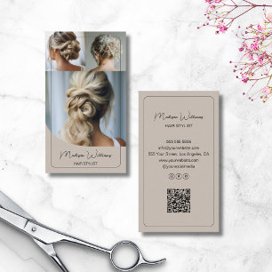 Carte De Visite Hair Styliste Salon Personnalisé 3 Photos QR Code