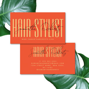 Carte De Visite Hair styliste typographie moderne script orange