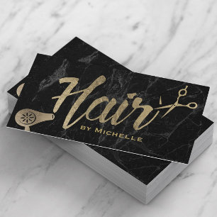 Carte De Visite Hair Styliste Typographie Or Marbre moderne Salon