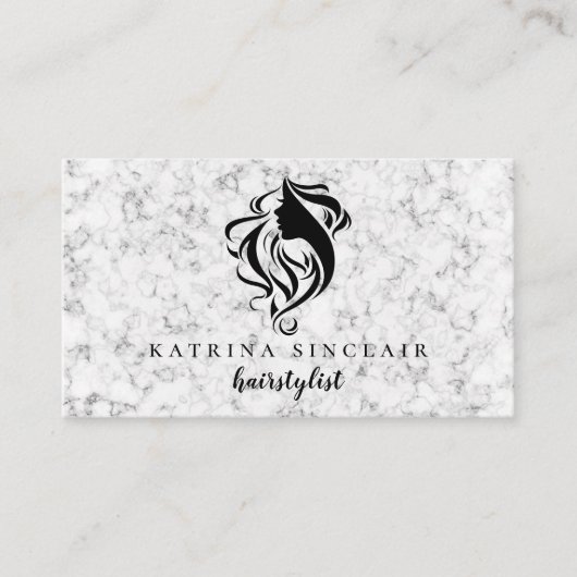 Carte De Visite Hairstylist Salon Logo Marbled Professional (Devant)