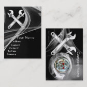 Carte De Visite HÂLE DE CHROME ET WRENCHES MÉTAL MÉCANIQUE perle (Devant / Derrière)