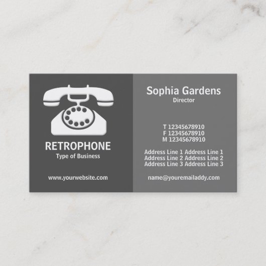Carte De Visite Half & Half (Téléphone)- Nuances de Gris (Devant)