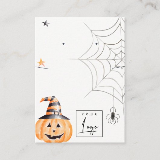 Carte De Visite Halloween Citrouille Spider Web Logo d'oreille col (Devant)