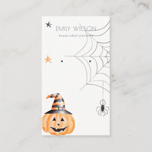Carte De Visite Halloween Citrouille Spider Web oreille bijouterie (Devant)