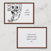 Carte De Visite Halloween Ghost dit "BOO !" (Devant / Derrière)
