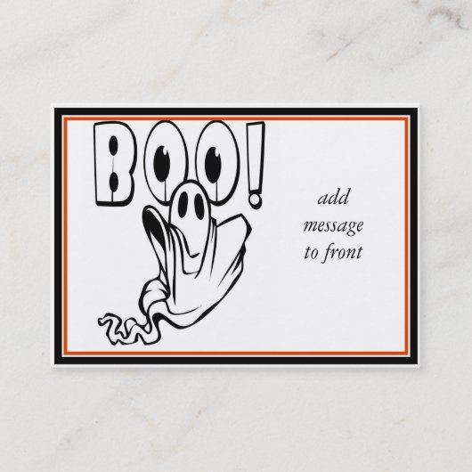 Carte De Visite Halloween Ghost dit "BOO !" (Devant)