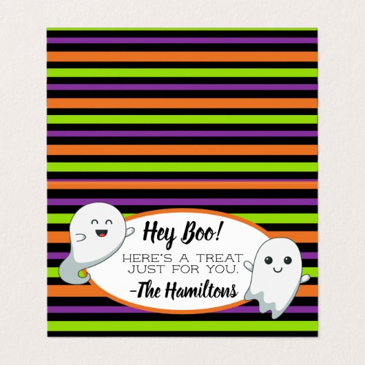 Carte De Visite Halloween Ghost "Hey Boo" Treat Bag Topp (Extérieur déplié)