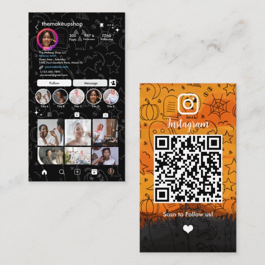 Carte De Visite Halloween Instagram (Devant / Derrière)