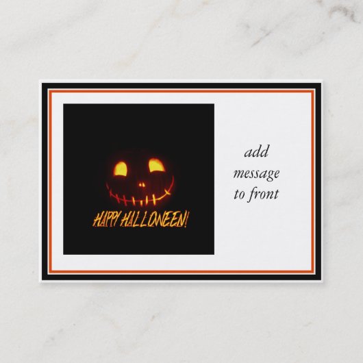 Carte De Visite Halloween souriant Jack-o-Lantern (Devant)