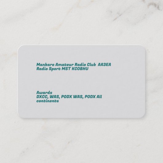 Carte De Visite Ham Radio (Dos)