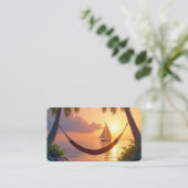 Carte De Visite Hamac Tropical Pour Agent De Voyage (Debout devant)