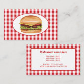 Carte De Visite Hamburger Design Restauration Rapide Diner Ou Rest (Devant / Derrière)