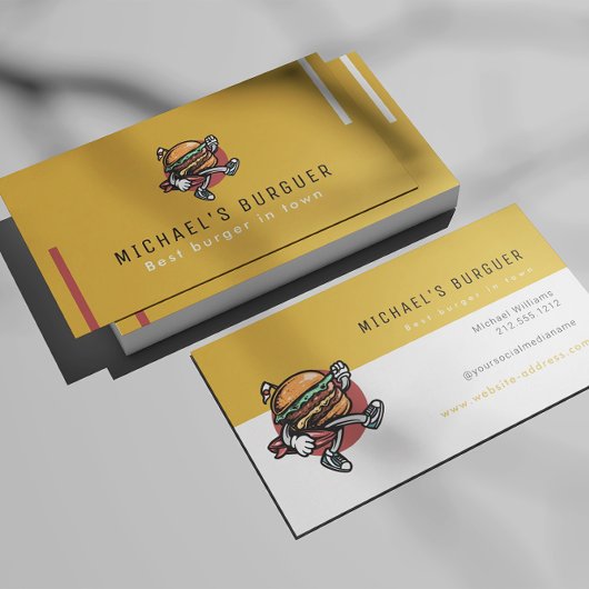 Carte De Visite Hamburger restaurant food truck moutarde jaune