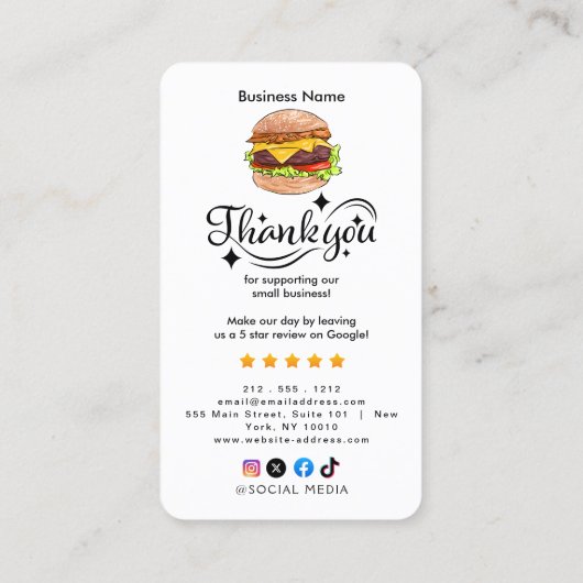 Carte De Visite hamburger review QR Code (Dos)