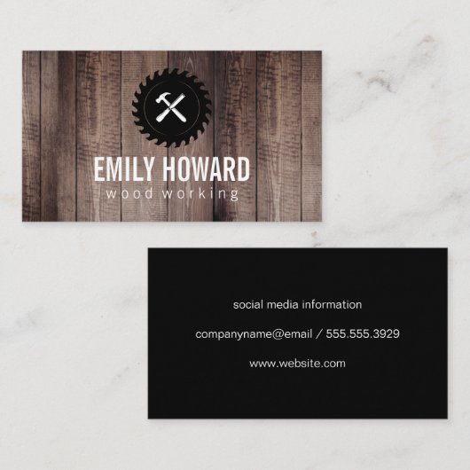 Carte De Visite Hammer Chisel Saw | Bois (Devant / Derrière)