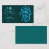 Carte De Visite Hamsa floral (bleu) (Devant / Derrière)