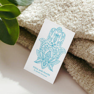 Carte De Visite Hamsa   Light Blue Wellness massage yoga holistiqu