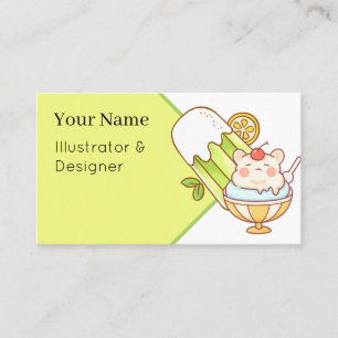 Carte De Visite Hamster de glace Kawaii - Sorbet d'été et Ch