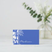 Carte De Visite Han Blue Hawaiian Tropical Hibiscus; Palm (Debout devant)