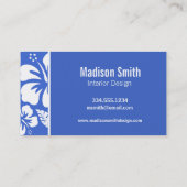 Carte De Visite Han Blue Hawaiian Tropical Hibiscus; Palm (Dos)