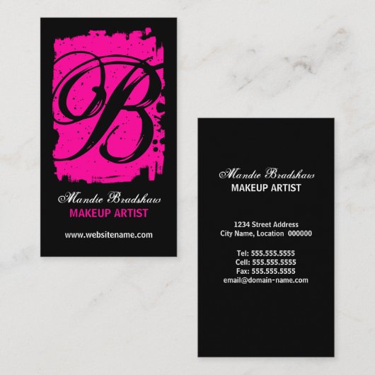 Carte De Visite Hanche et monogramme audacieux (Devant / Derrière)