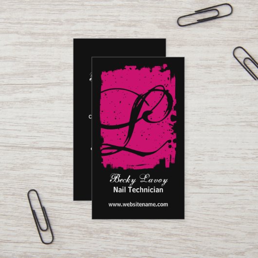 Carte De Visite Hanche et monogramme audacieux (Devant/Arrière en situation)