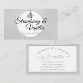 Carte De Visite Handmade Candles Clean Silver Gray Cute Butterfly (Devant / Derrière)