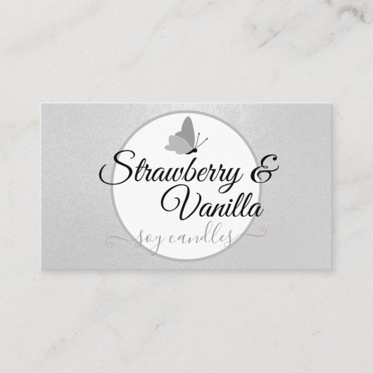 Carte De Visite Handmade Candles Clean Silver Gray Cute Butterfly (Devant)