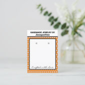 Carte De Visite Handmade Earrings Orange White Polka Dots (Debout devant)