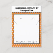 Carte De Visite Handmade Jewelry Orange White Polka Dots (Devant)