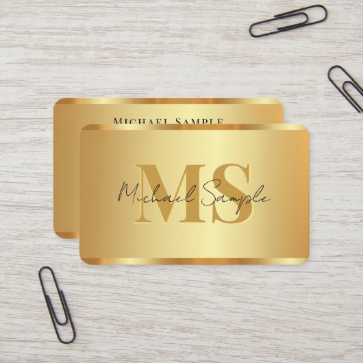Carte De Visite Handwritten Script Name QR Code Luxurious Gold (Devant/Arrière en situation)