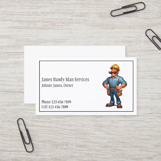 Carte De Visite Handy Man Tool Box Contractor Business Card (Devant/Arrière en situation)