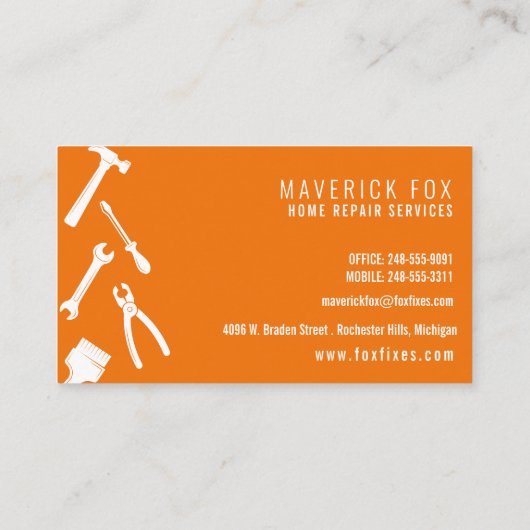 Carte De Visite Handyman Accueil Réparation Nettoyer Moderne Outil (Dos)