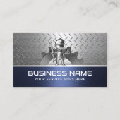 Carte De Visite Handyman Auto Réparation Blue Metal Mécanique (Devant)