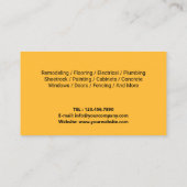 Carte De Visite Handyman Bear Carpenter House Réparation Plaque Or (Dos)