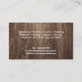 Carte De Visite Handyman Bear Woerworker Maison Service de réparat (Dos)