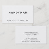 Carte De Visite Handyman [Black Faux Letterpress Style] (Devant / Derrière)