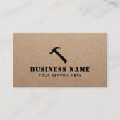Carte De Visite Handyman Black Hammer Logo Carpenter Rustic Kraft (Devant)